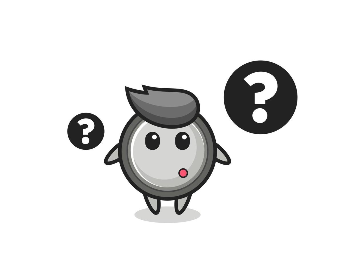 Cartoon Illustration of button cell with the question mark vector