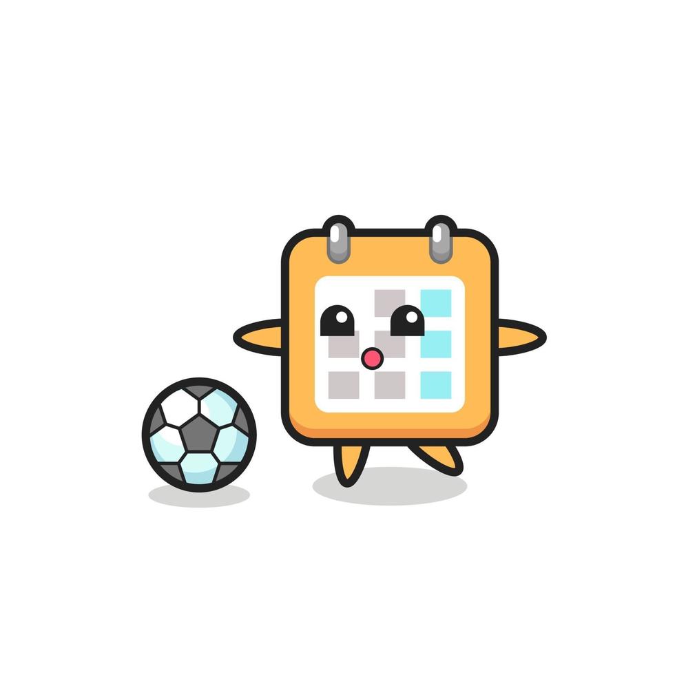 Illustration of calendar cartoon is playing soccer vector