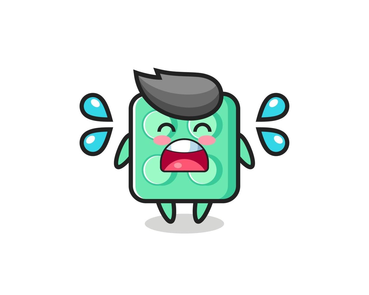 brick toy cartoon illustration with crying gesture vector