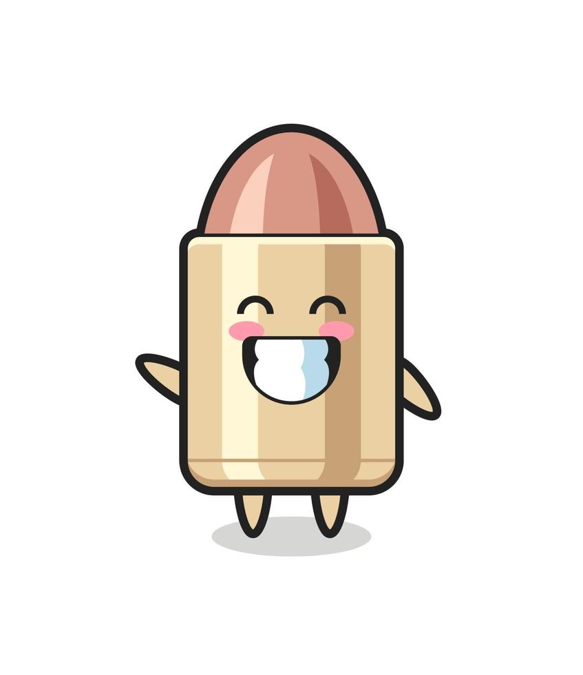 bullet cartoon character doing wave hand gesture vector