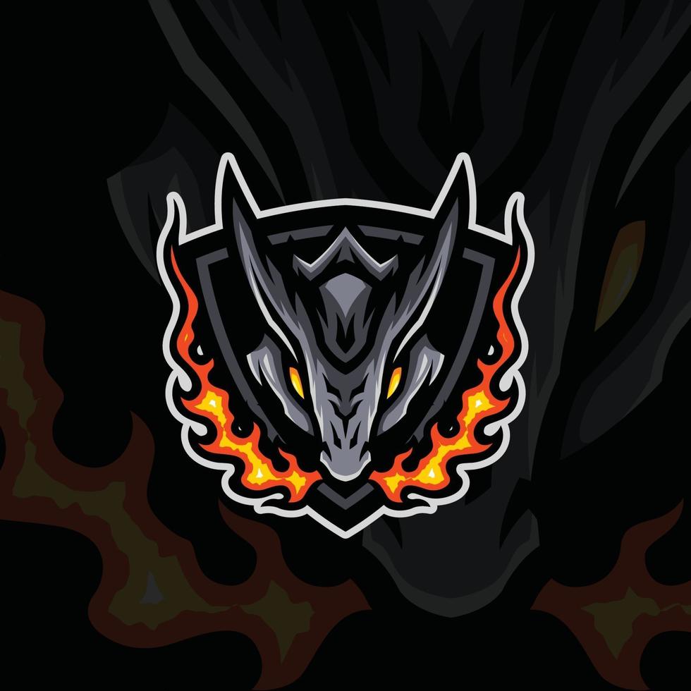 Illustration of dragon head mascot emblem vector