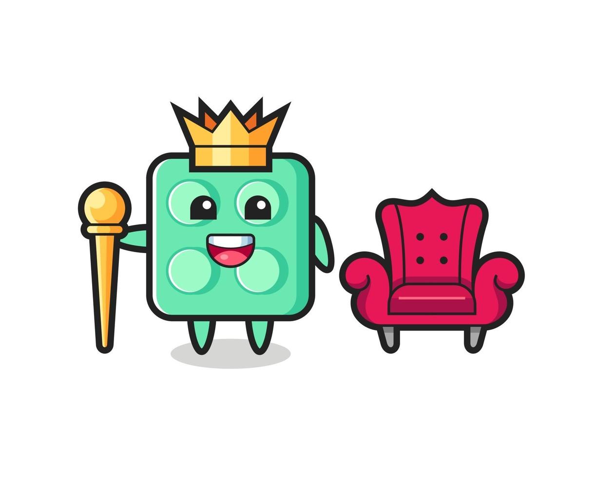 Mascot cartoon of brick toy as a king vector