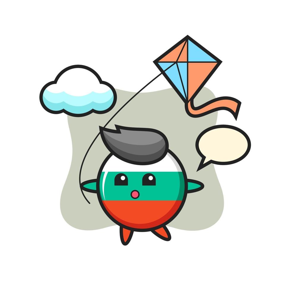 bulgaria flag badge mascot illustration is playing kite vector