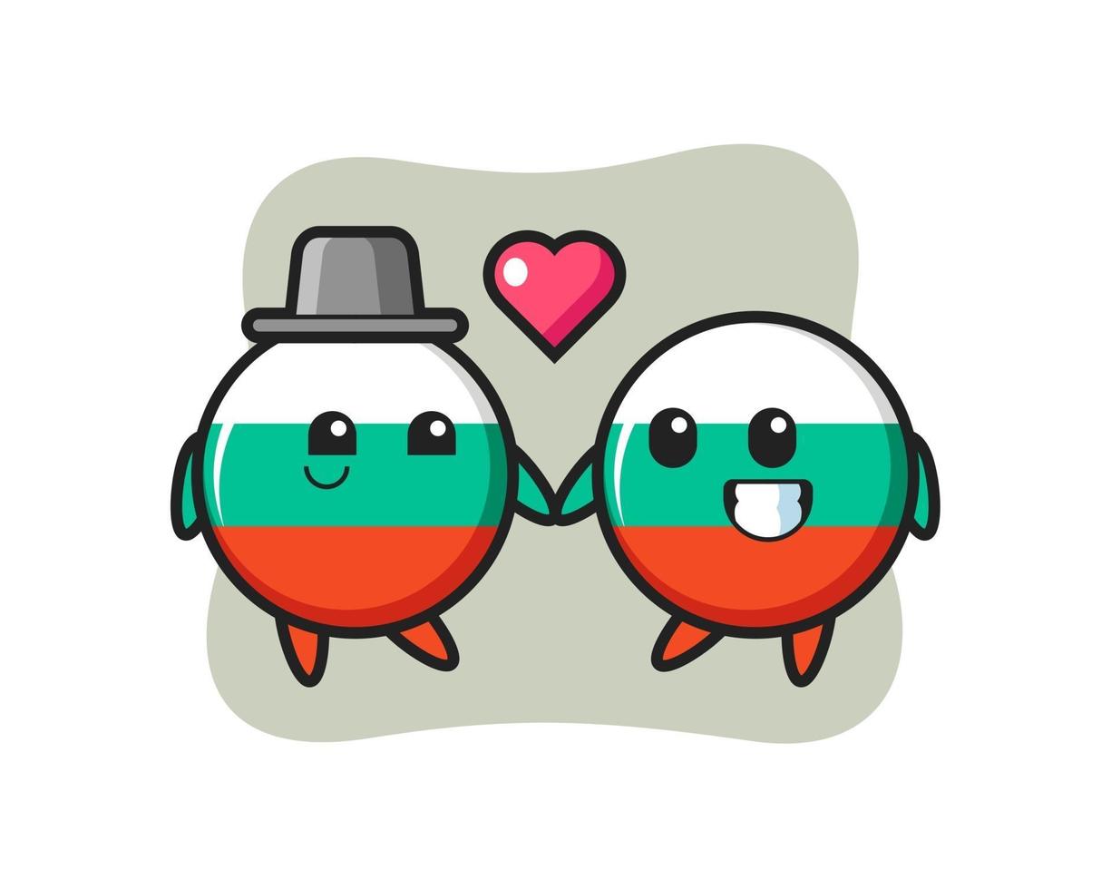 bulgaria flag badge cartoon character couple with fall in love gesture vector