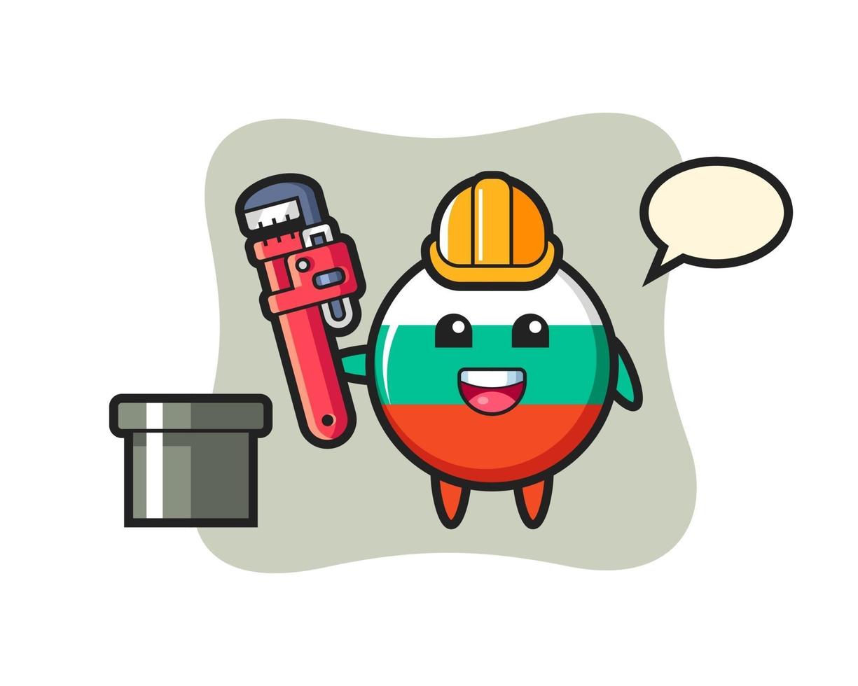 Character Illustration of bulgaria flag badge as a plumber vector