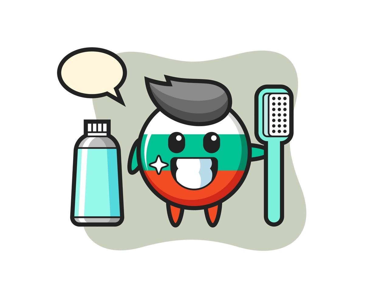 Mascot Illustration of bulgaria flag badge with a toothbrush vector