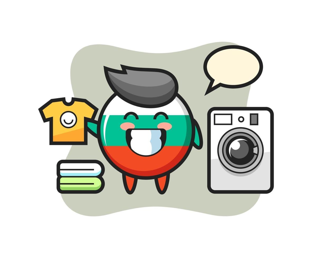 Mascot cartoon of bulgaria flag badge with washing machine vector