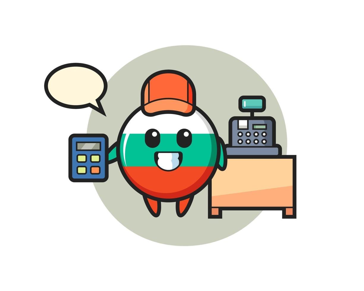 Illustration of bulgaria flag badge character as a cashier vector