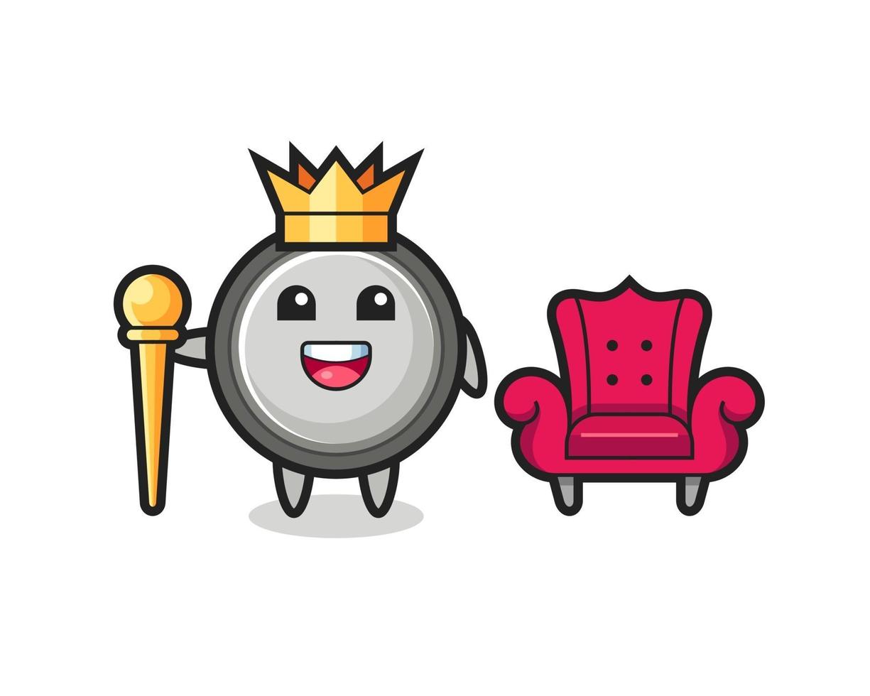 Mascot cartoon of button cell as a king vector