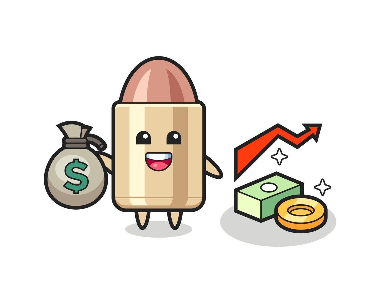 bullet illustration cartoon holding money sack vector