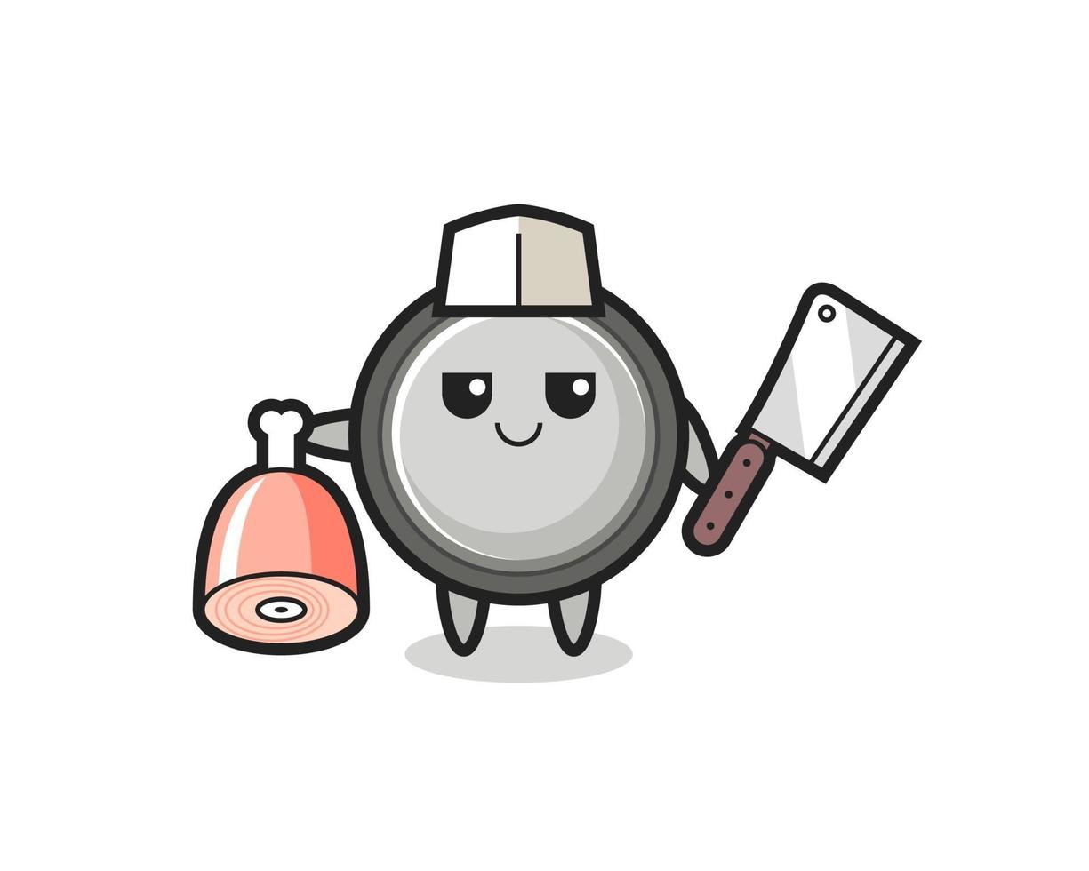 Illustration of button cell character as a butcher vector
