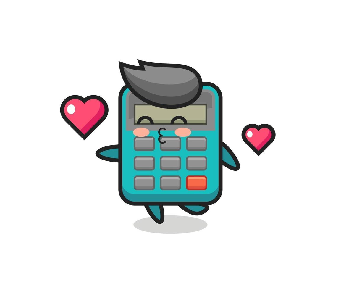 calculator character cartoon with kissing gesture vector