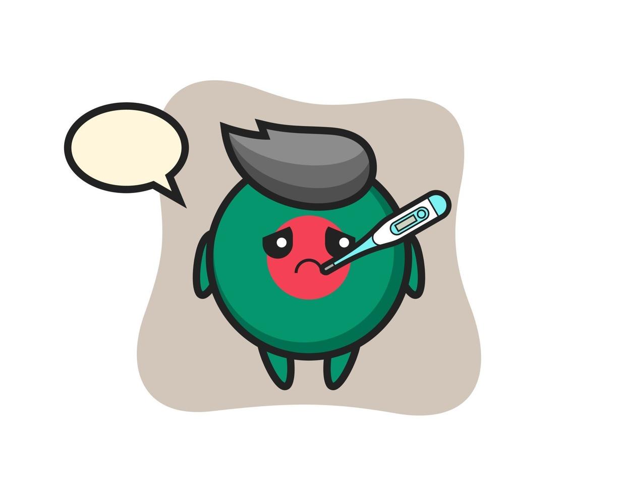 bangladesh flag badge mascot character with fever condition vector