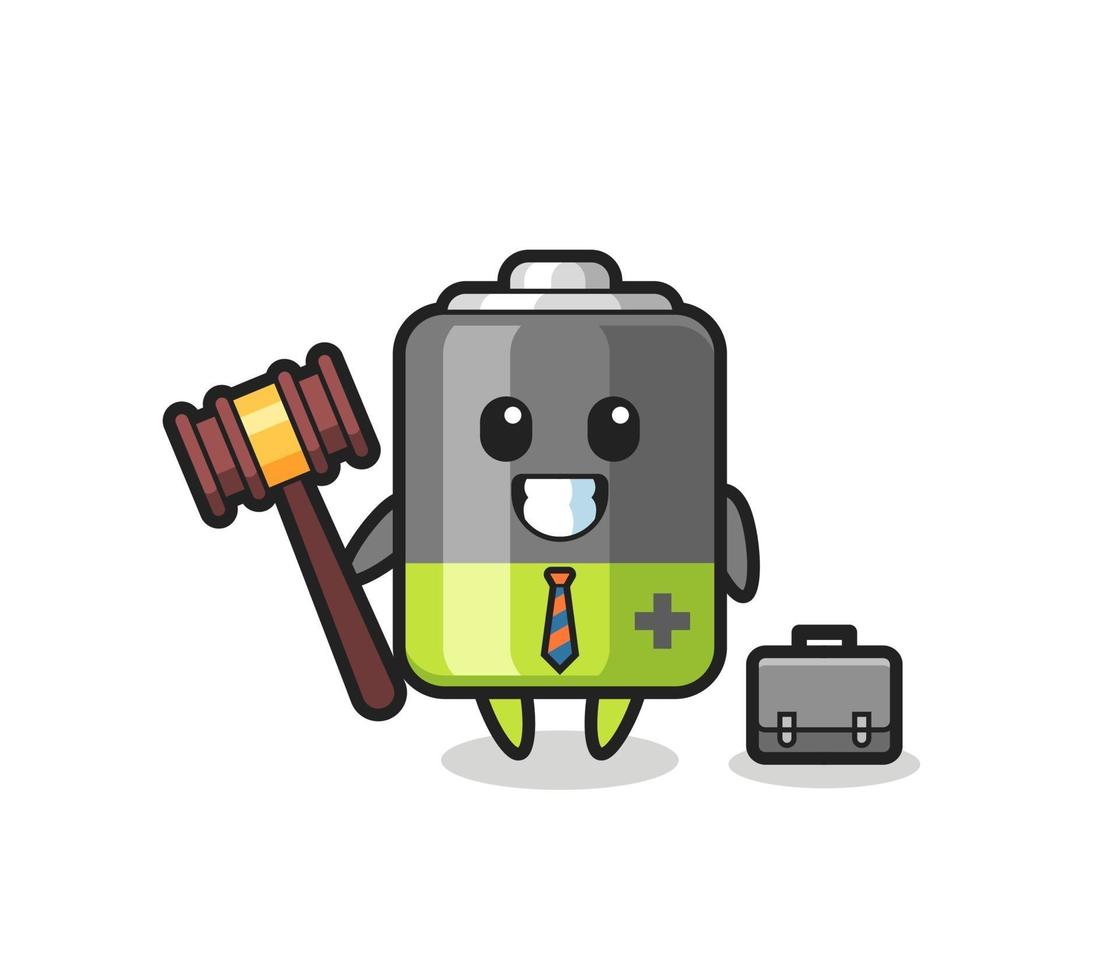 Illustration of battery mascot as a lawyer vector