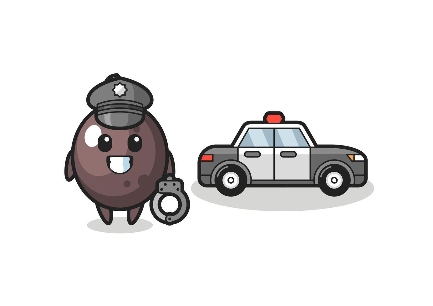 Cartoon mascot of black olive as a police vector