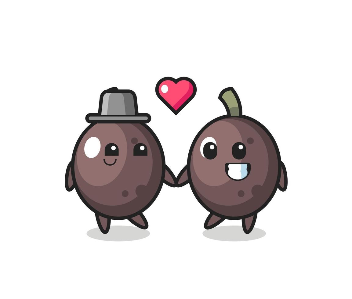 black olive cartoon character couple with fall in love gesture 3270906  Vector Art at Vecteezy