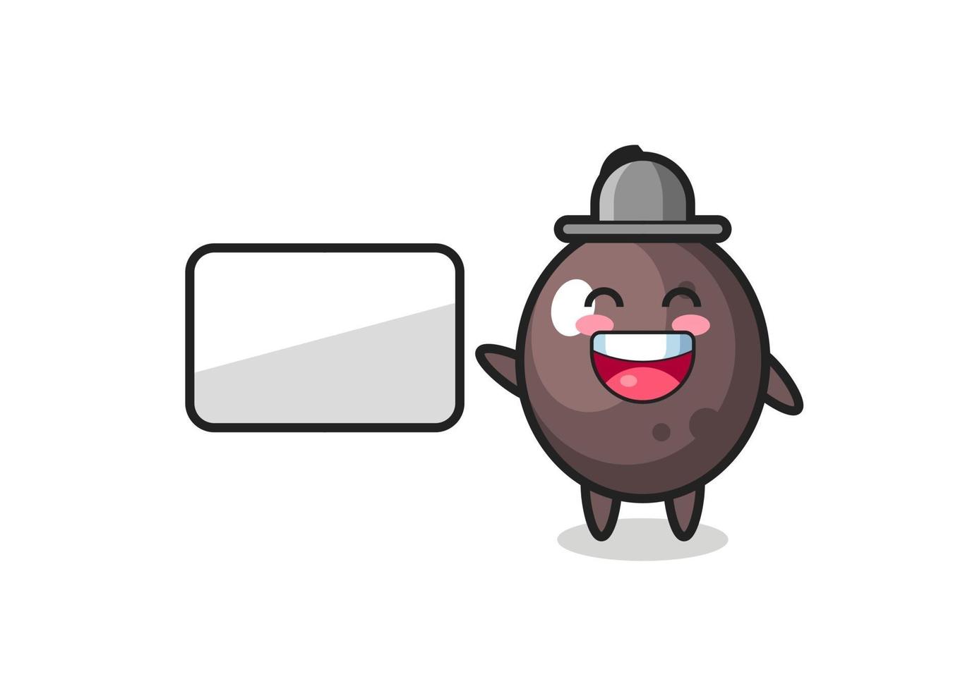 black olive cartoon illustration doing a presentation vector