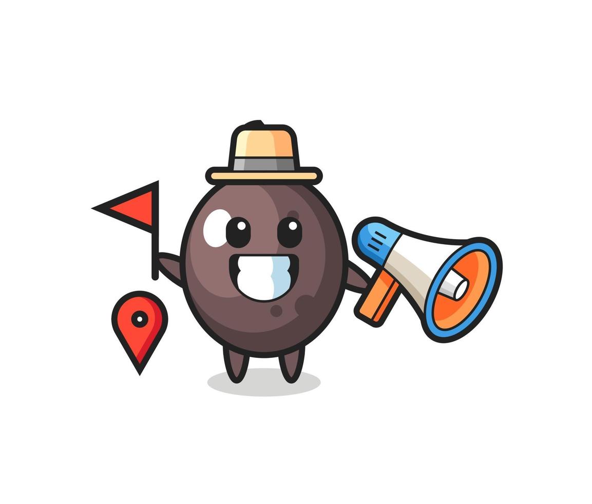 Character cartoon of black olive as a tour guide vector
