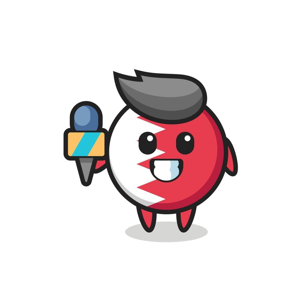 Character mascot of bahrain flag badge as a news reporter vector