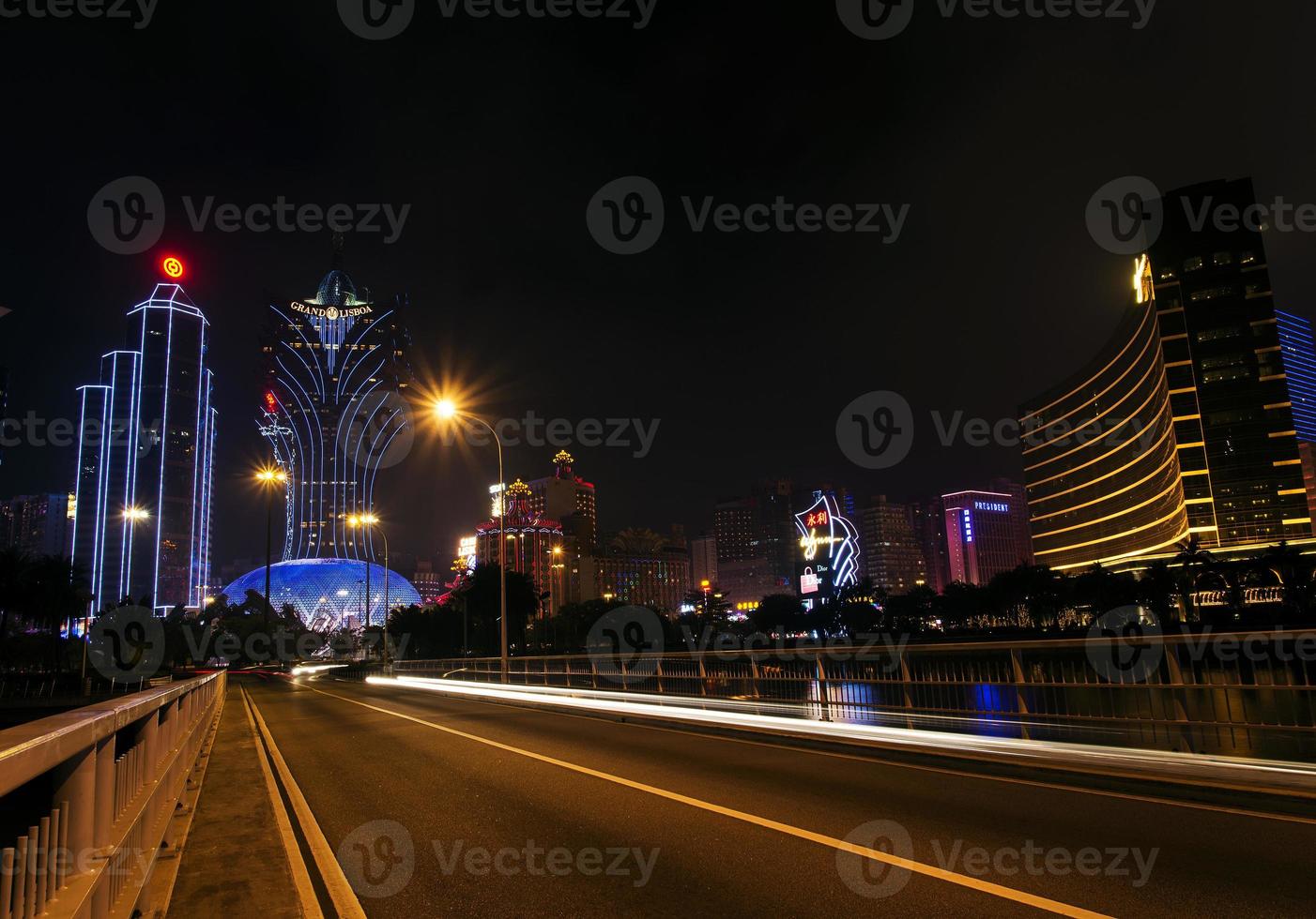 Central modern Macau city casino skyline in Macao China at night photo