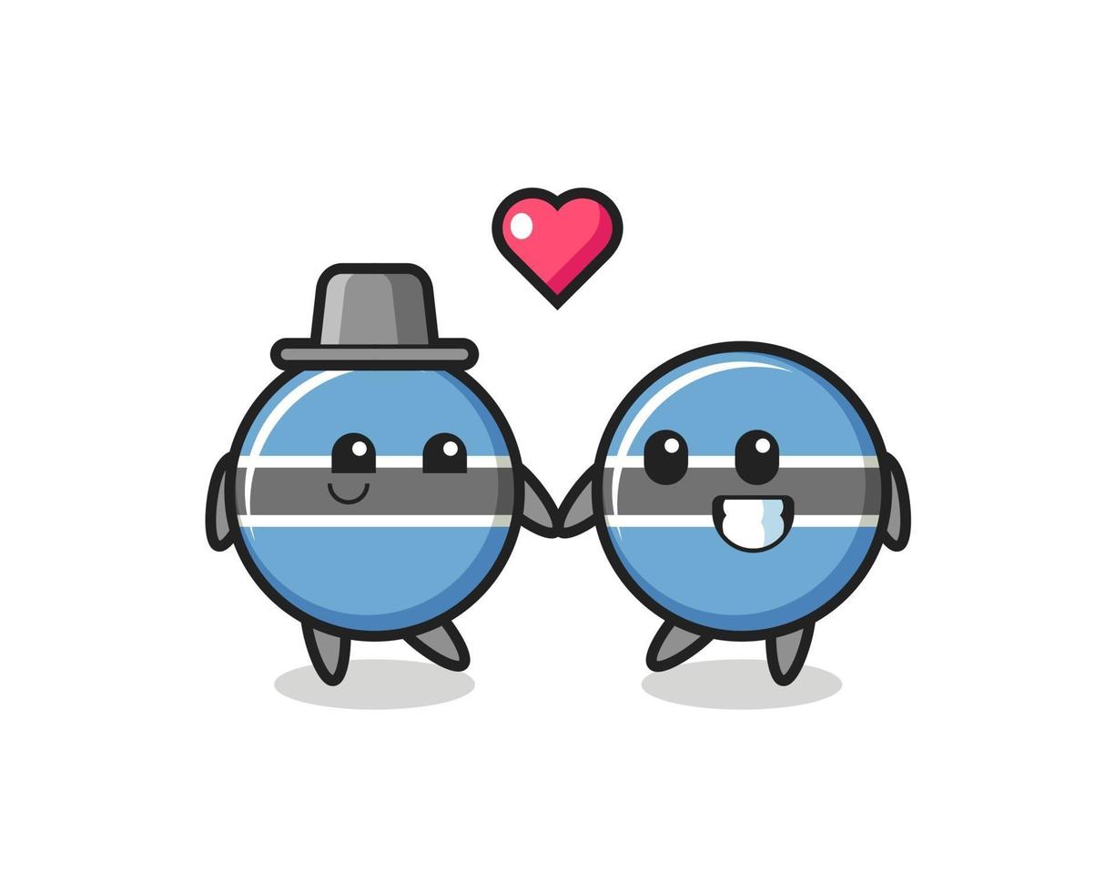 botswana flag badge cartoon character couple with fall in love gesture vector