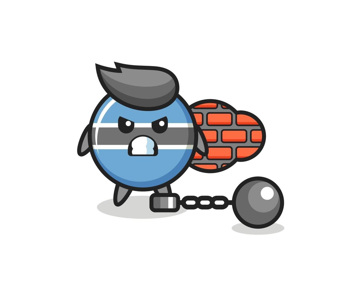 Character mascot of botswana flag badge as a prisoner vector