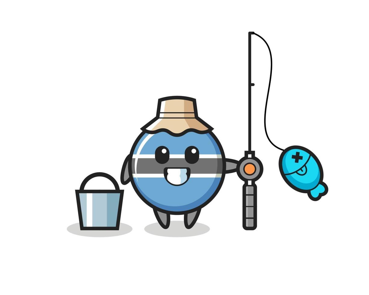 Mascot character of botswana flag badge as a fisherman vector