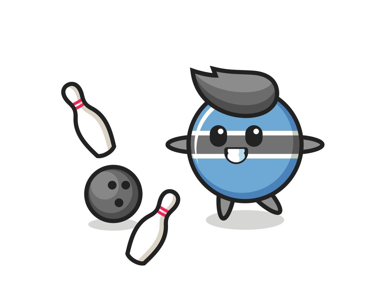 Character cartoon of botswana flag badge is playing bowling vector