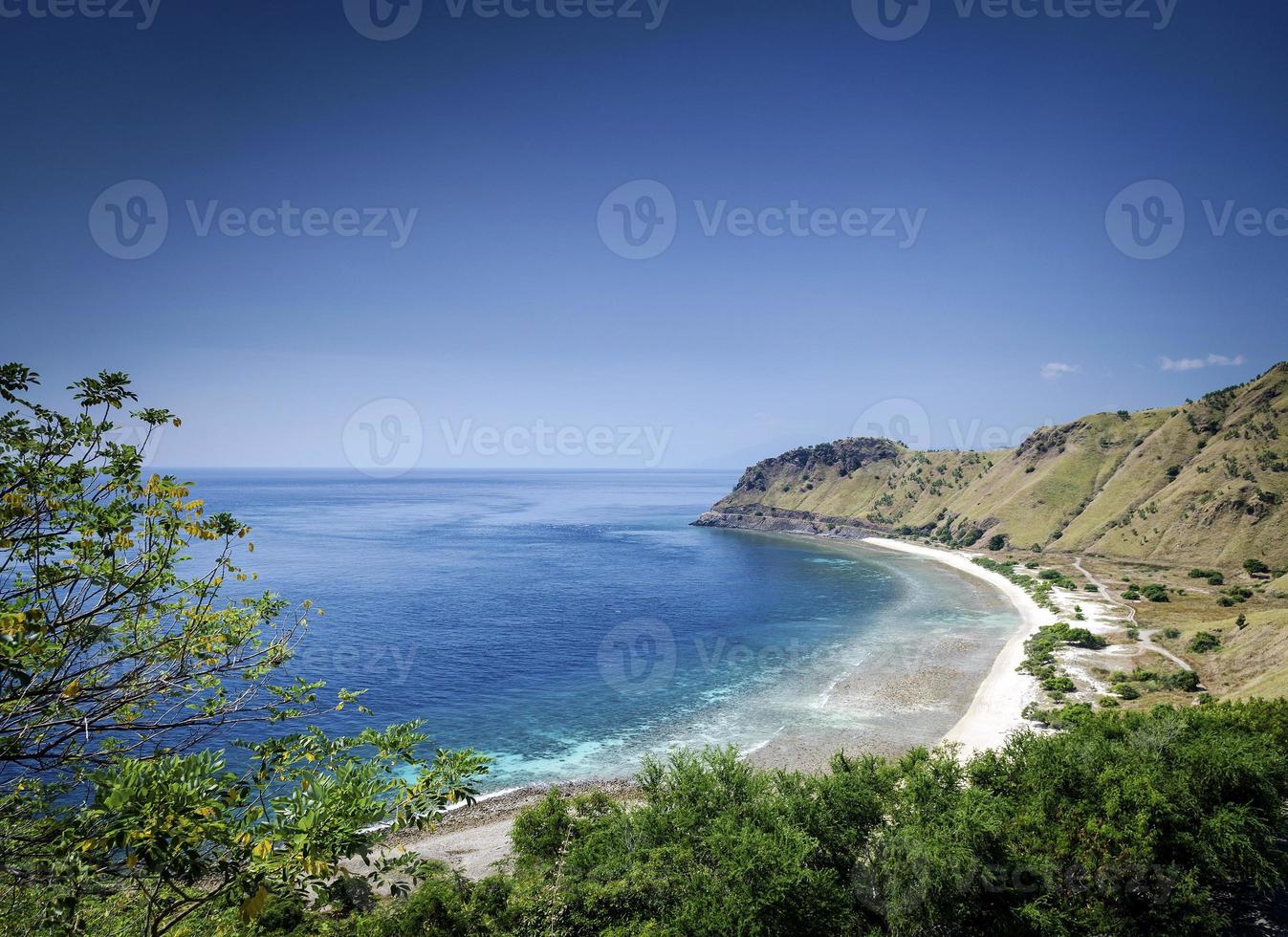 Coast and beach view near Dili in East Timor Leste from Cristo Rei hill monument photo