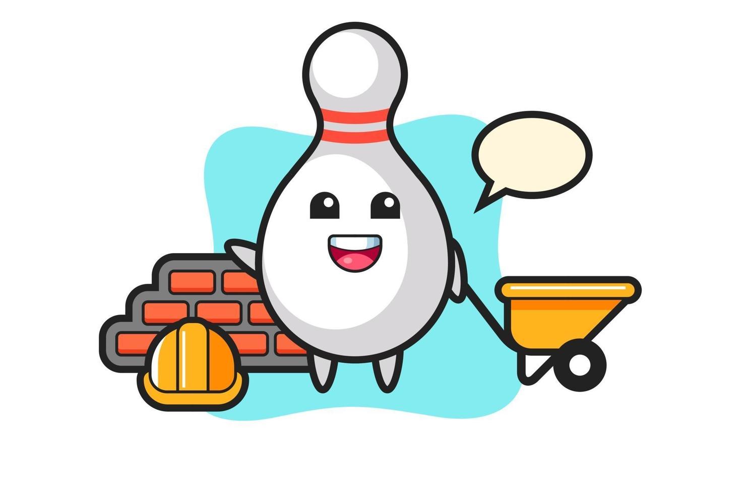 Cartoon character of bowling pin as a builder vector