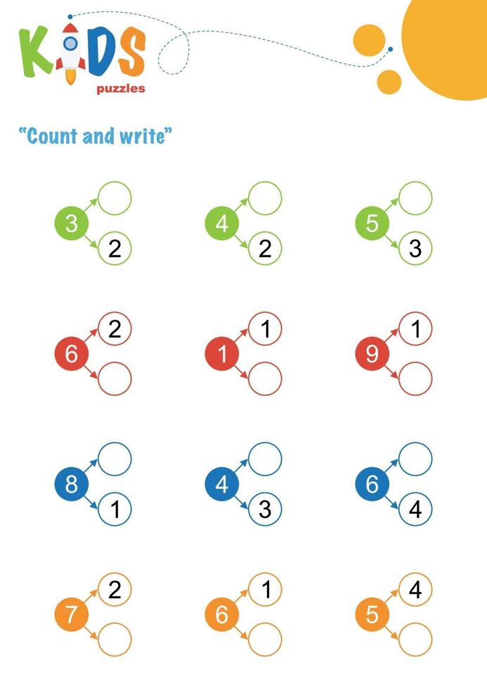Count and write. Printable math worksheet vector