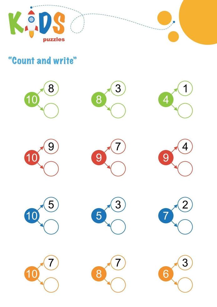 Count and write. Printable math worksheet vector