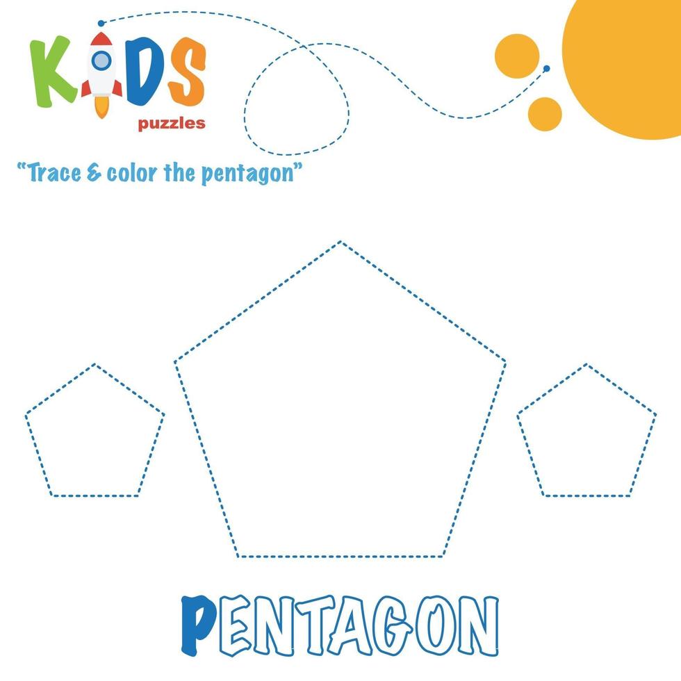 Trace and color the shape. Printable worksheet vector