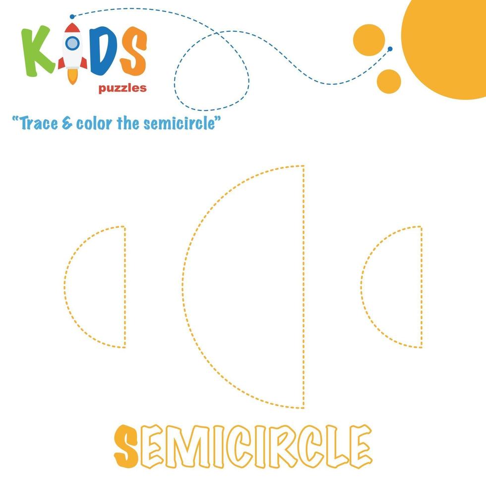 Trace and color the shape. Printable worksheet vector
