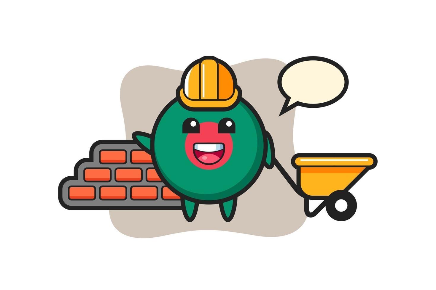 Cartoon character of bangladesh flag badge as a builder vector