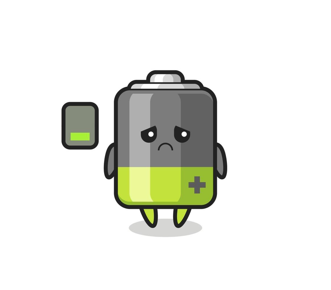 battery mascot character doing a tired gesture vector