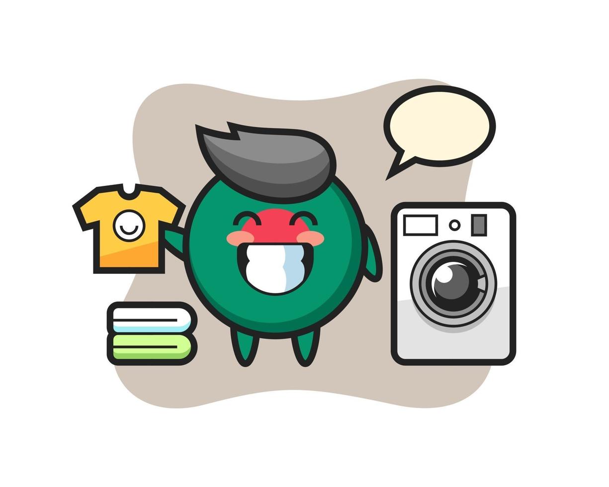 Mascot cartoon of bangladesh flag badge with washing machine vector