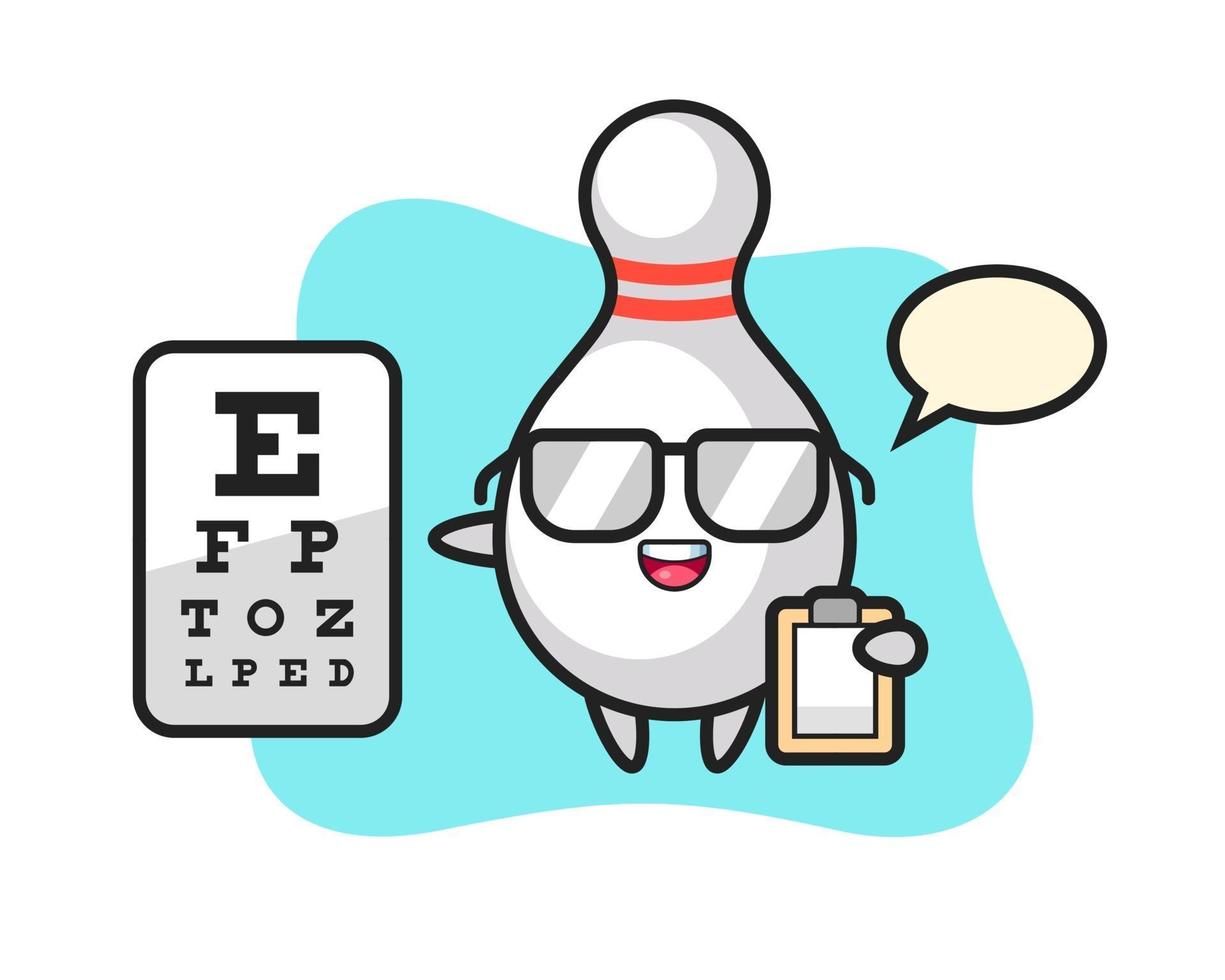 Ilustración de la mascota del boliche como oftalmología vector
