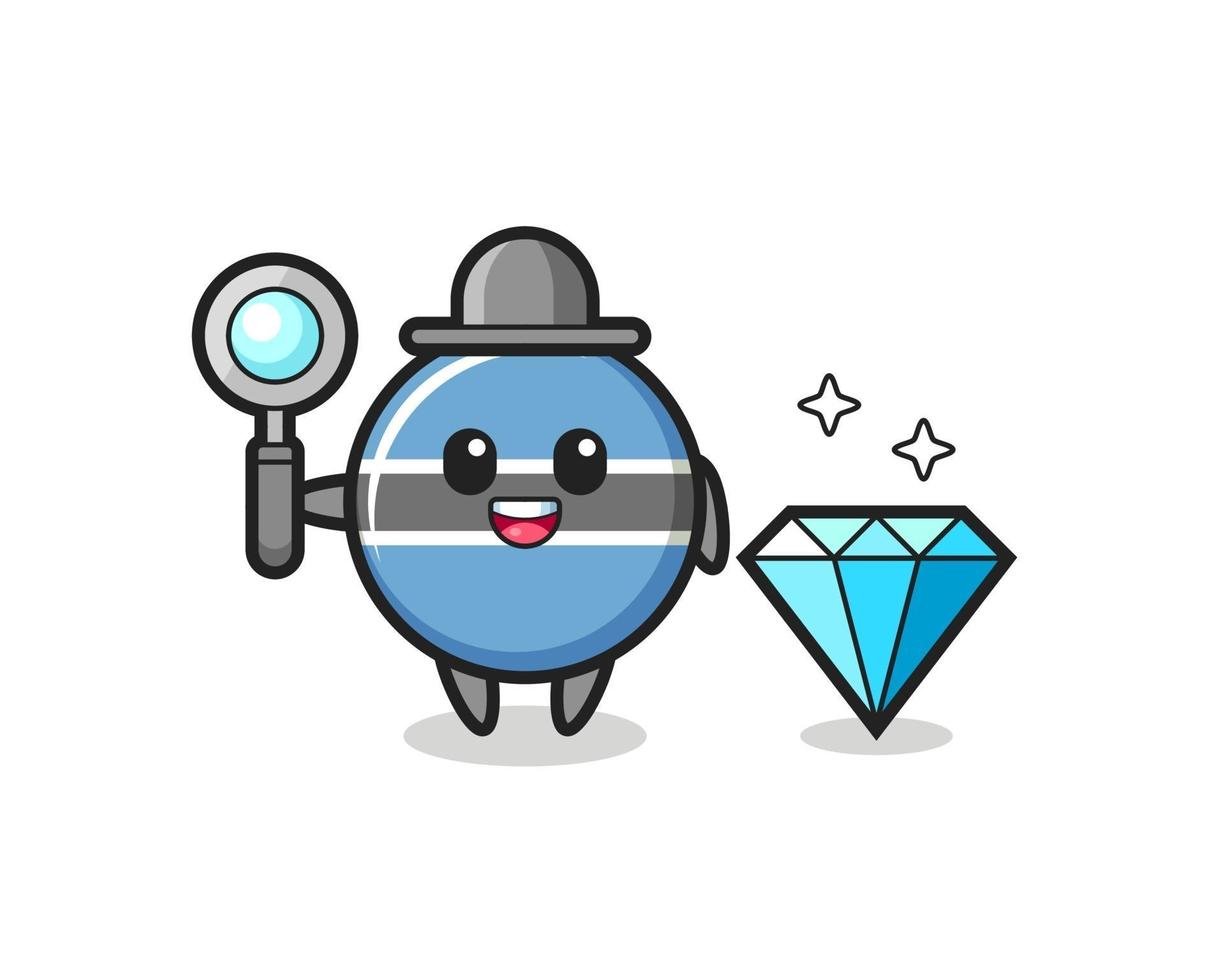 Illustration of botswana flag badge character with a diamond vector