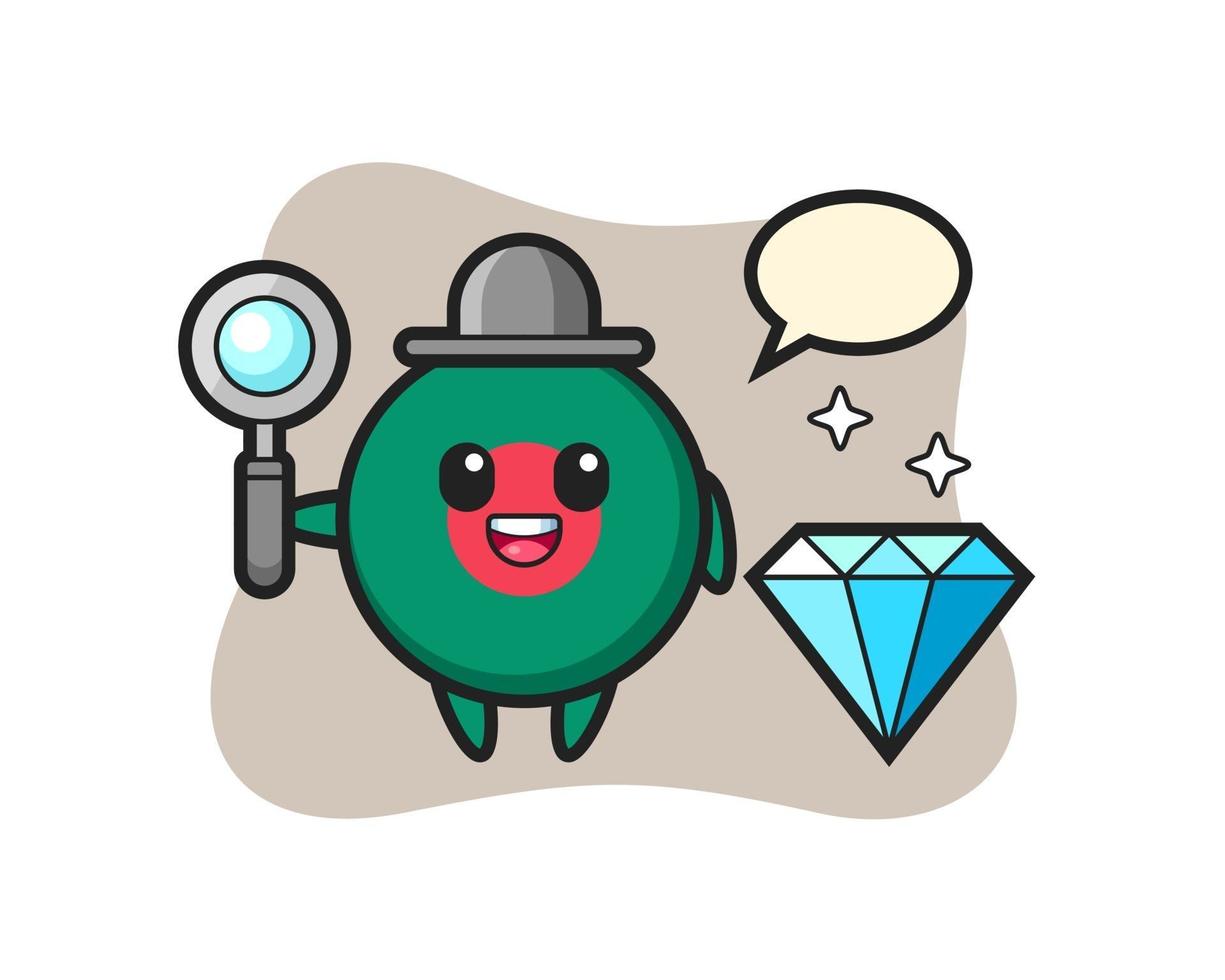 Illustration of bangladesh flag badge character with a diamond vector