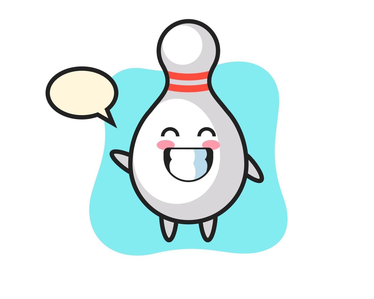 bowling pin cartoon character doing wave hand gesture vector