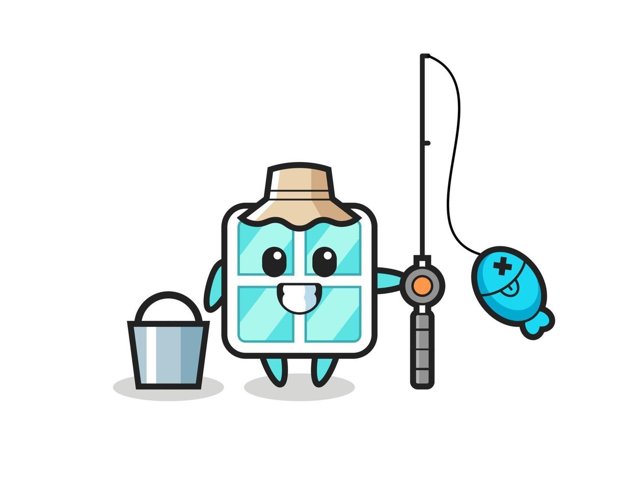 Mascot character of window as a fisherman vector