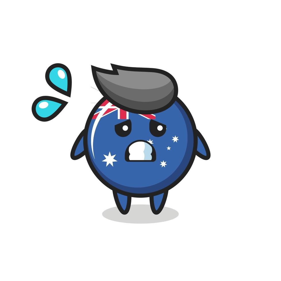 australia flag badge mascot character with afraid gesture vector