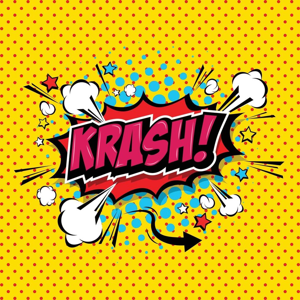 krash comic discurso burbuja cartoon arte y archivo de vector de ilustración.