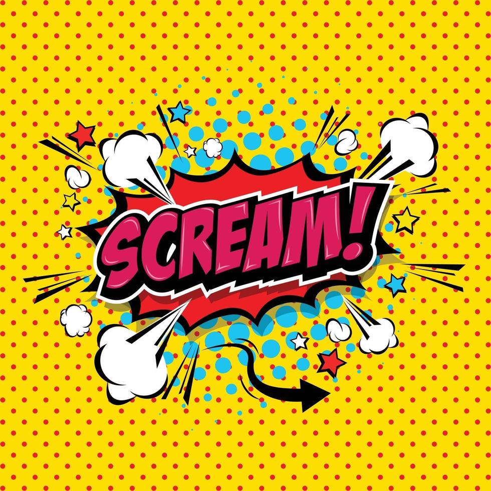 Scream Comic Speech Bubble Cartoon art and illustration vector file.