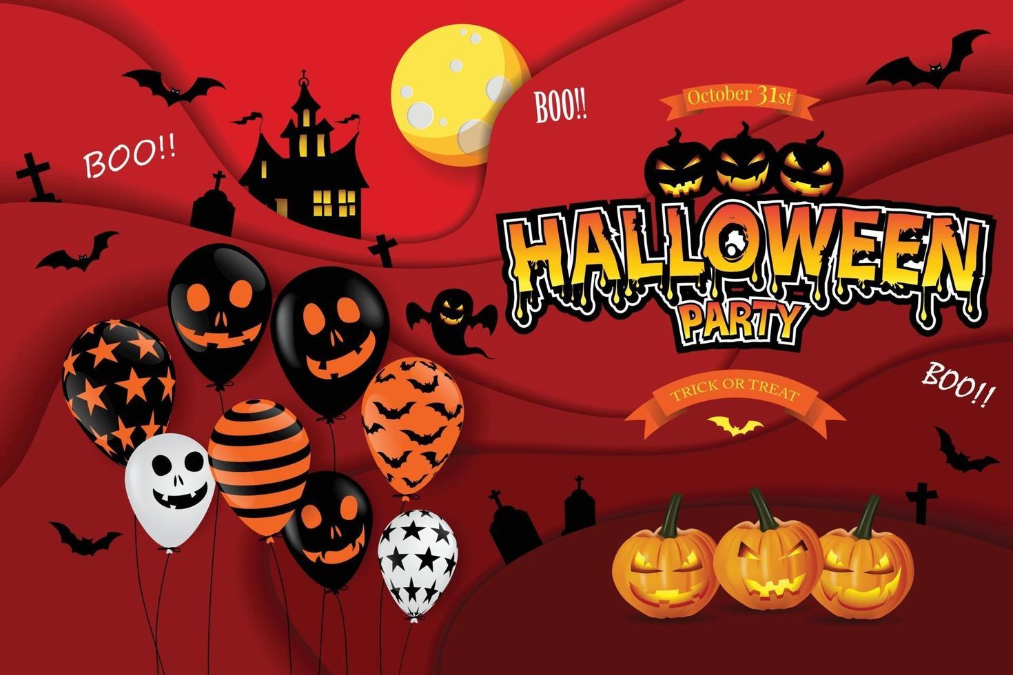 Cut paper Happy Halloween festive abstract background. vector