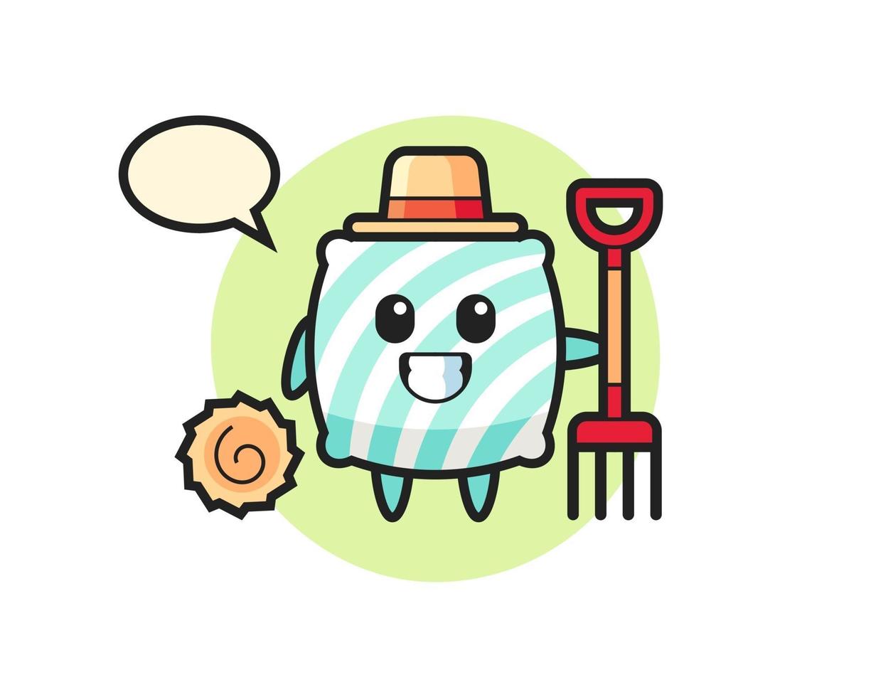 Mascot character of pillow as a farmer vector