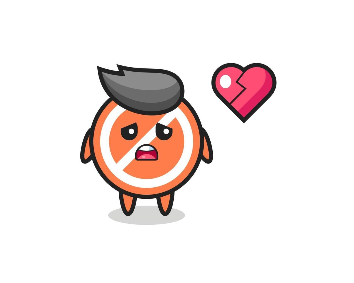 stop sign cartoon illustration is broken heart vector