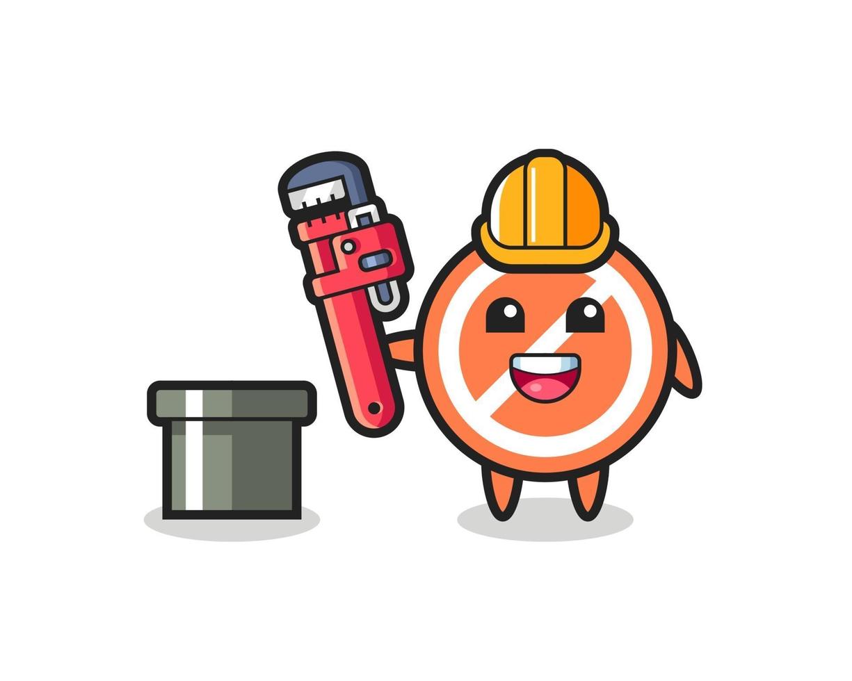 Character Illustration of stop sign as a plumber vector