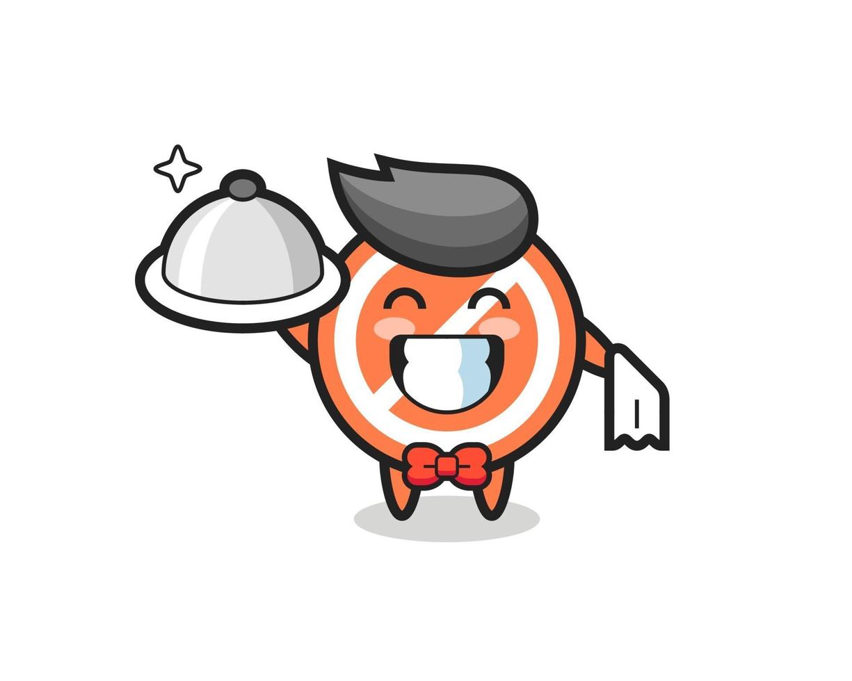 Character mascot of stop sign as a waiters vector